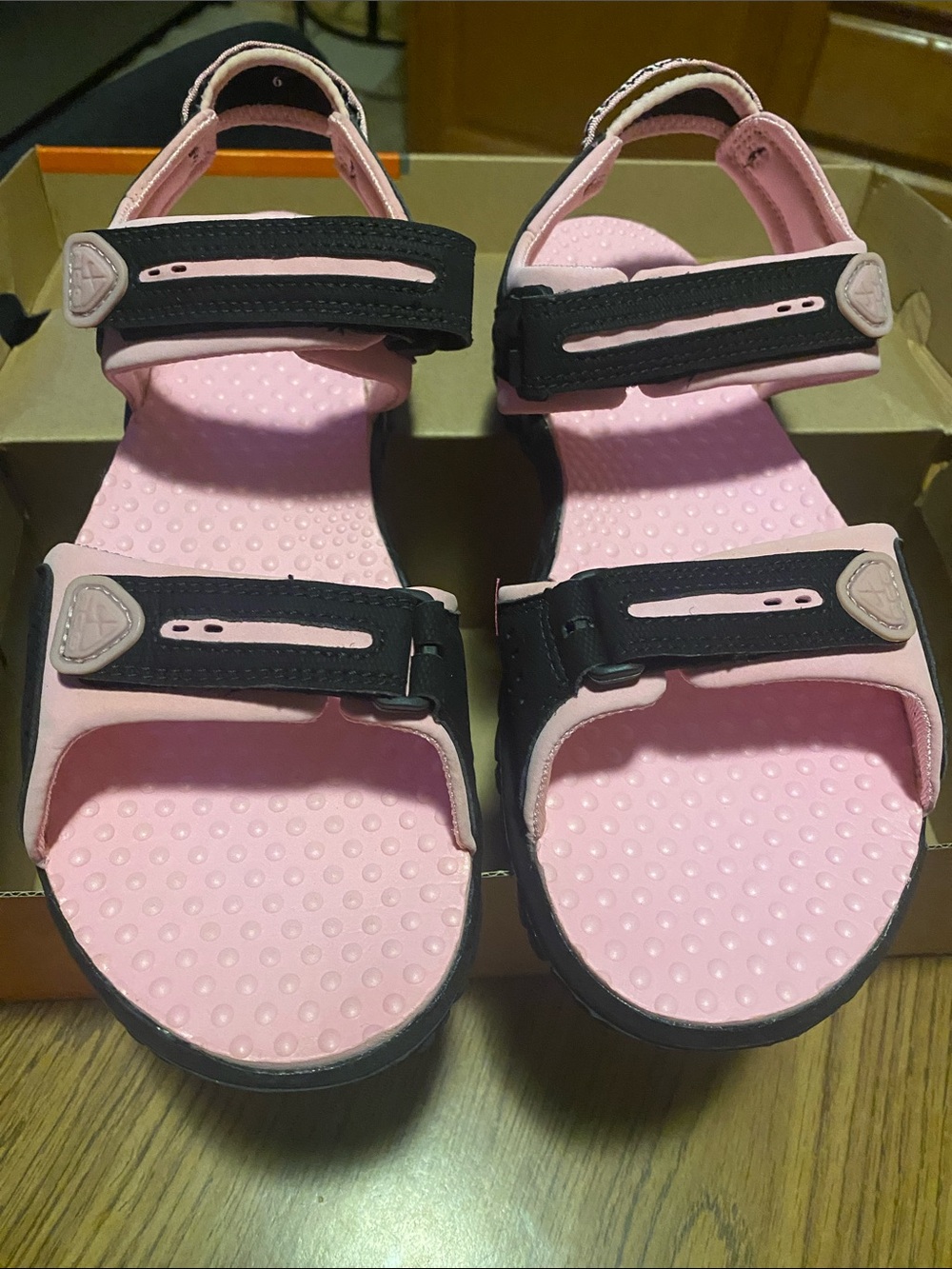 Nike Kids Pink and Black Adjustable Strap Sandals